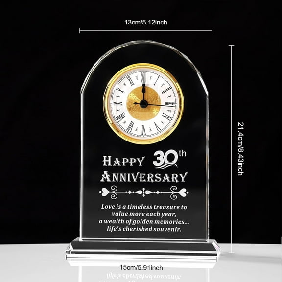 30th Wedding Anniversary Quartz Clock Gift for Parents, 30 Years Golden for Couple, Happy 30th Anniversary Decoration Gift for Her Him (Battery Not Included)