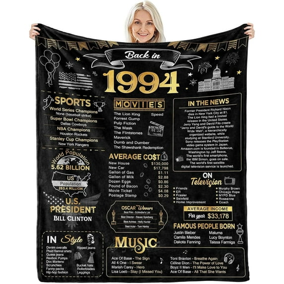 30th birthday gifts for her women men, 30th anniversary blanket gifts for couples -back in1994- best 30 year old birthday gifts for men 30th birthday decorations for him throw blanket 60Lx50W