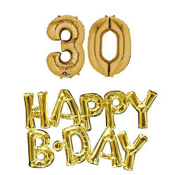 30th birthday party balloons supplies and decorations in Gold