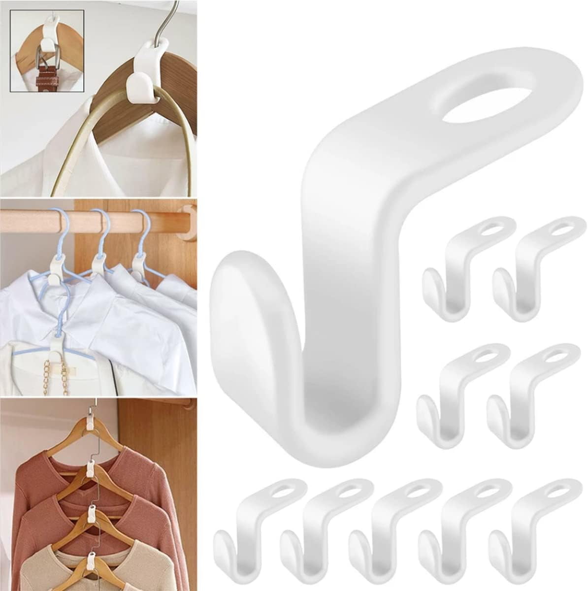 30x / 80x Clothes Hanger Connector Hooks Cascading Hangers Space Saving