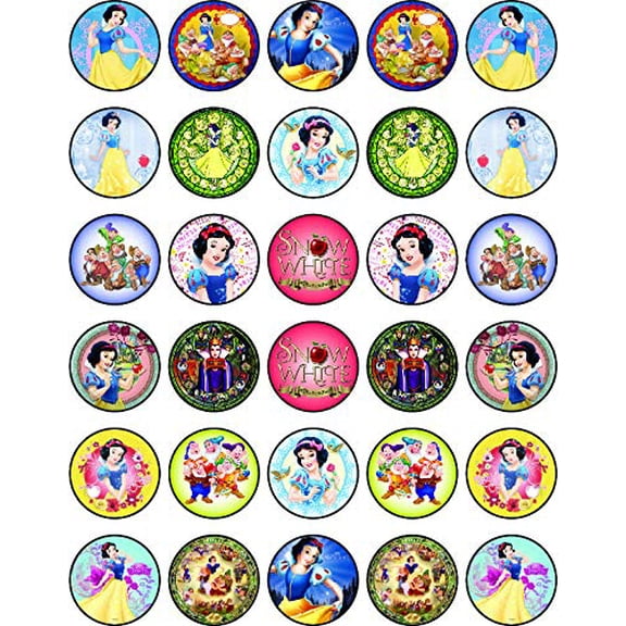 30x Edible Cupcake Toppers Fairy Tale Princess and Friends-Inspired Designs | Uncut Edible Wafer Sheet Decorations
