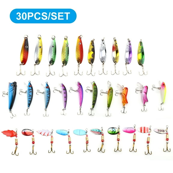 30x Fishing Lures Crankbaits Treble Hooks Minnow Crank Baits Tackle Bass Minnow