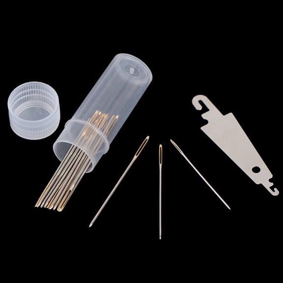 30x Hand Sewing Needle Gold Eye Embroidery Cross Stitch Needles With ThreaderWA
