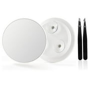 30x+ Magnifying Mirror Suction Cup Wall Mounted Make Up Mirror with Tweezers Women Beauty Mirror Magnifying Handheld Detachable Wall Mirror for Bathroom Black