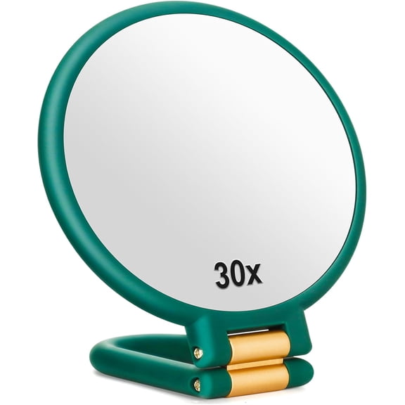 30x Magnifying Mirror Travel Hand Mirrors with Handle - Double Side Handheld Mirror with 1X 30X Magn
