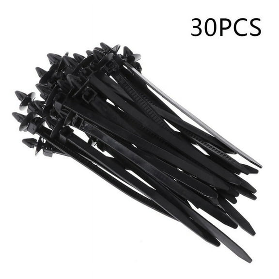 30x Nylon Black Car Auto Cable Strap Push Mount Wire Ties Retainer Clip Clamp