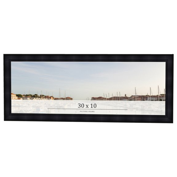 30x10 Frame Black Passaggi Solid Wood Picture Frame Width 1.5 Inches | Interior Depth 0.5 Inches |