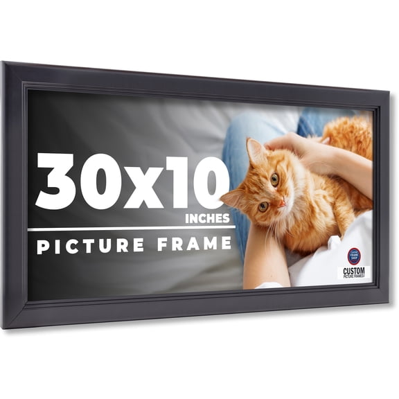 30x10 Frame Black Passaggi Solid Wood Picture Frame Width 1.5 Inches | Interior Depth 0.5 Inches |
