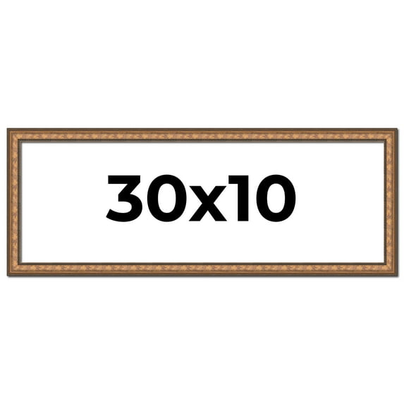 30x10 Frame Gold Real Wood Picture Frame Width 1.25 inches | Interior Frame Depth 0.5 inches |