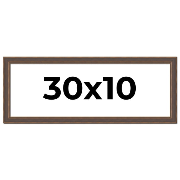 30x10 Frame Golden Caramel Solid Wood Bronze Picture Frame | 1.25 Inch Moulding Width | 0.5 Inch