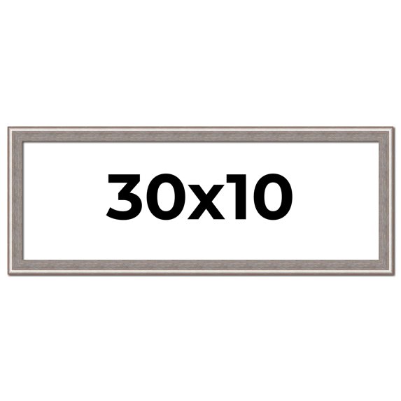 30x10 Frame Grey Real Wood Picture Frame Width 1.25 inches | Interior Frame Depth 0.5 inches | Hans