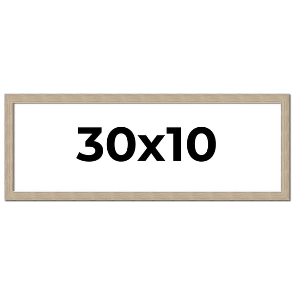 30x10 Frame Grey Solid Wood Picture Frame Width 1 Inches | Interior Frame Depth 0.5 Inches |