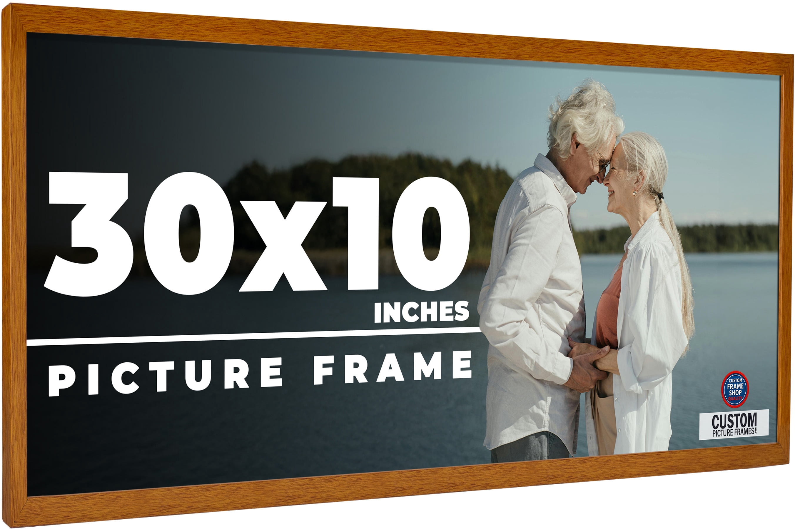 30x10 Honey Brown Real Wood Picture Frame Width 0.75 inches | Interior ...