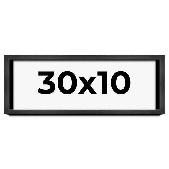 30x10 Shadow Box Frame Grey Charcoal Black | 0.875 Inches Deep | Wood Shadowbox Display Frame | UV