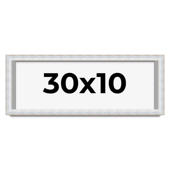 30x10 Shadow Box Frame Silver | 1.625 Inches Deep Real Wood Contemporary Shadowbox Display Frame |