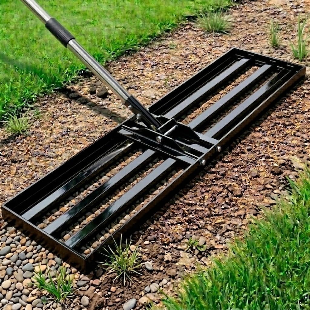 30x10 inch Lawn Leveling Rake, 72" Effort Saving Lawn Leveler Tool, Stainless Steel Handle Lawn Leveler for Golf Course Yard Pasture Garden, Professional Lawn Care Landscape Rake