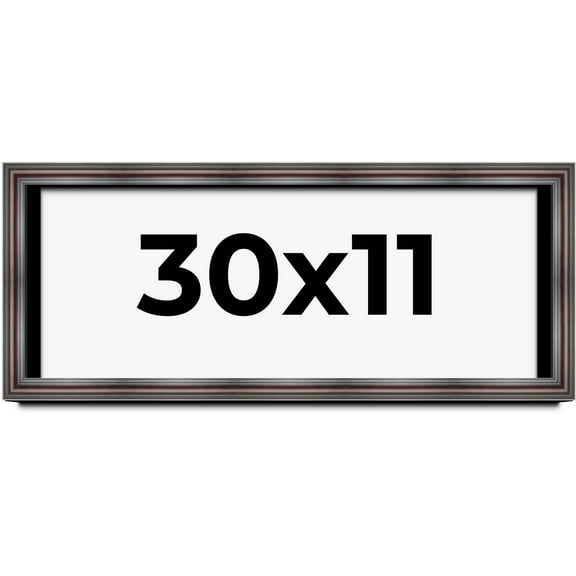 30x11 Shadow Box Frame Brown Cherry | 2.625 Inches Deep Pine Wood Traditional Shadowbox Display