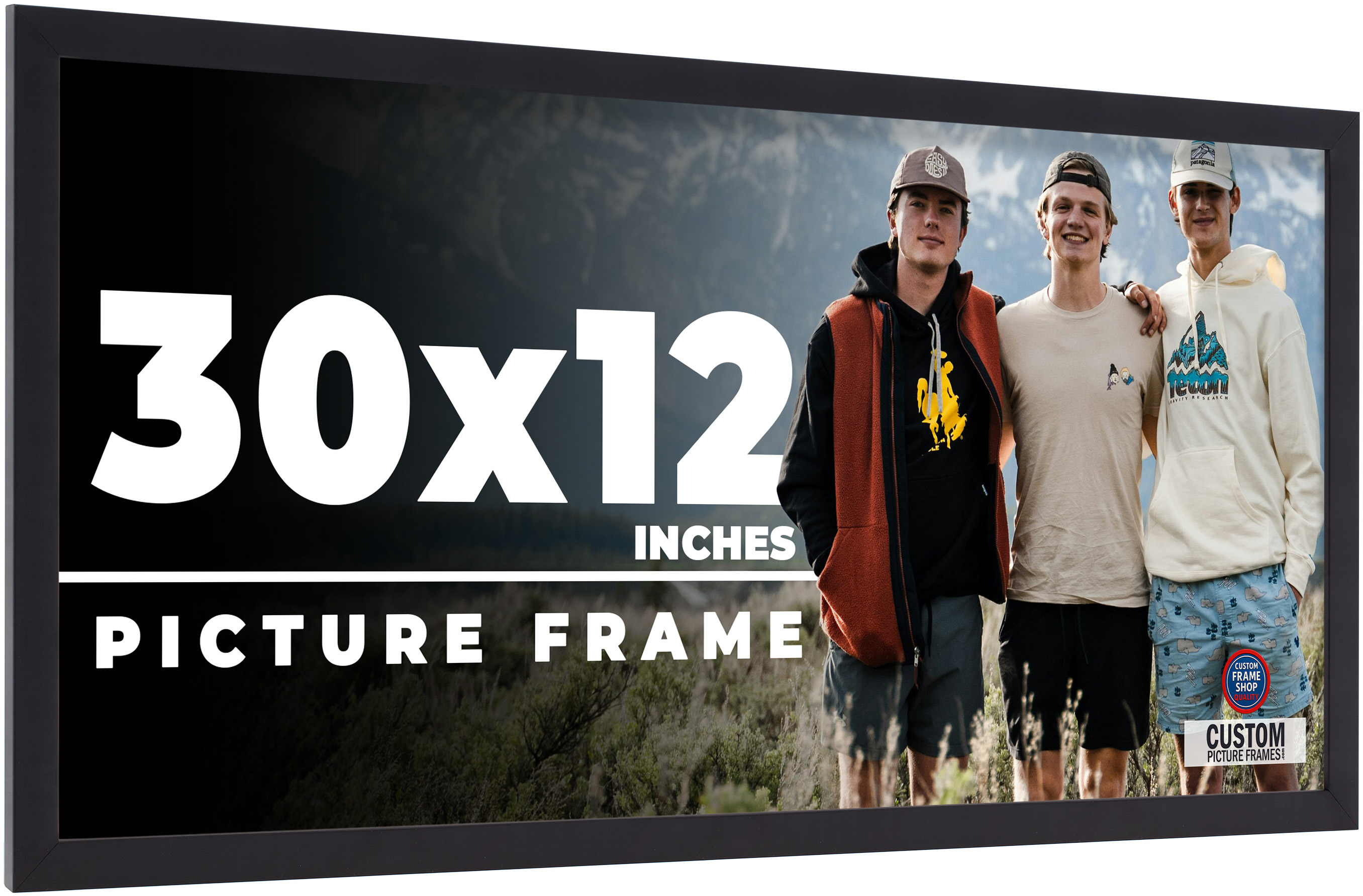 30x12 Frame Black Real Wood Picture Frame Width 0.75 inches | Interior ...