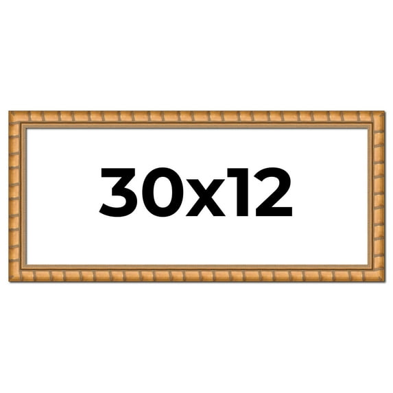 30x12 Frame Gold Real Wood Picture Frame Width 1.5 inches | Interior Frame Depth 0.5 inches |