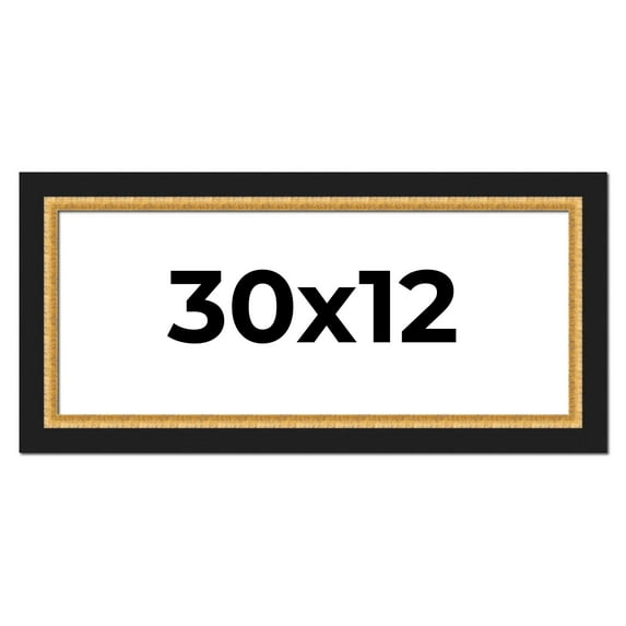 30x12 Frame Gold Real Wood Picture Frame Width 2.25 Inches | Interior Frame Depth 0.5 Inches |