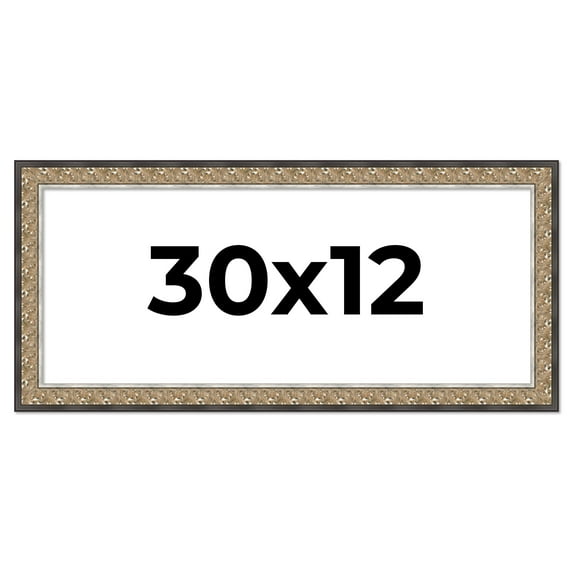 30x12 Frame Silver Real Wood Picture Frame Width 1.75 Inches | Interior Frame Depth 0.5 Inches |