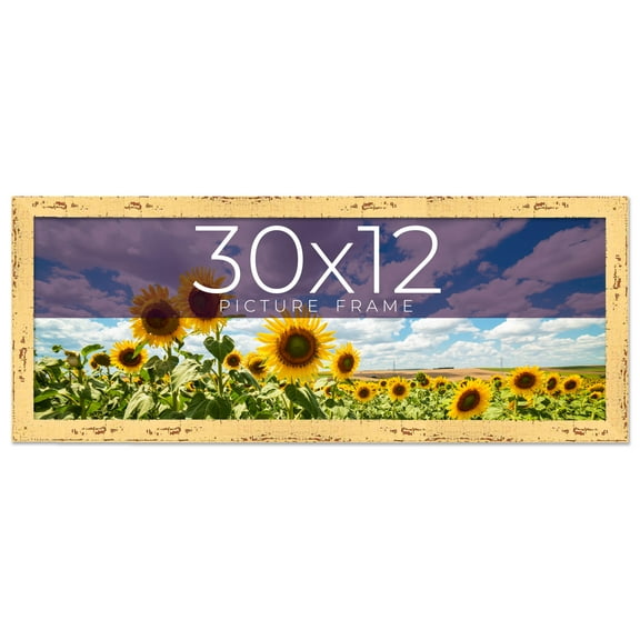 30x12 Frame Yellow Real Wood Picture Frame Width 1.25 inches | Interior Frame Depth 0.5 inches |