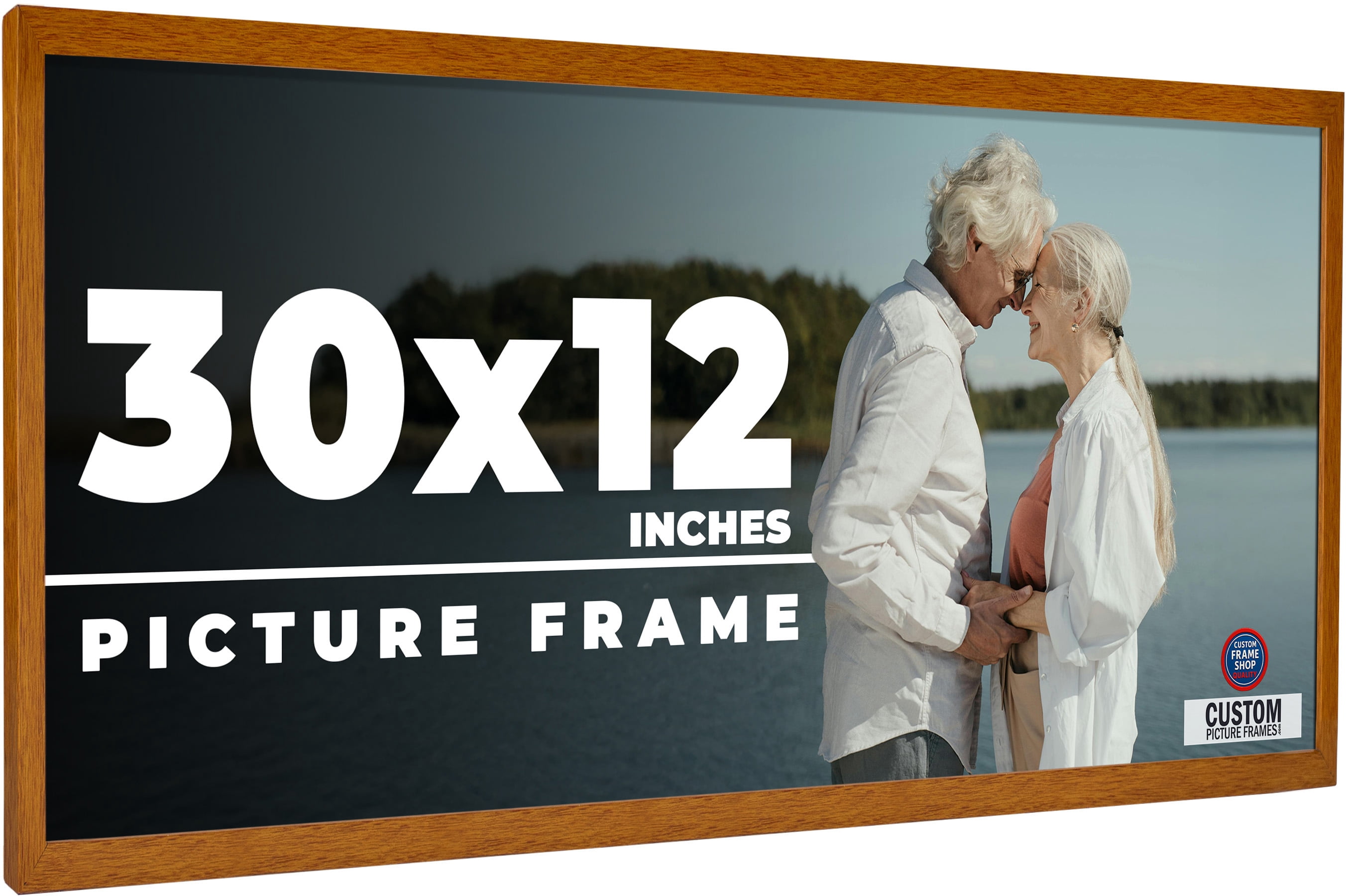 30x12 Honey Brown Real Wood Picture Frame Width 0.75 inches | Interior ...