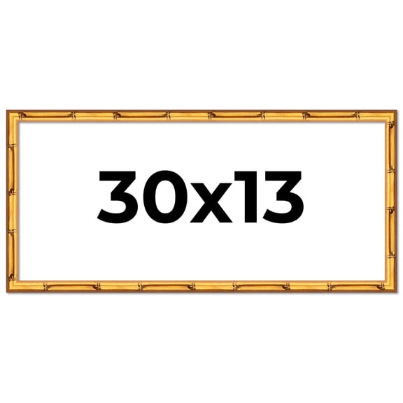 30x13 Frame Gold Bamboo Picture Frame - Complete Modern Photo Frame Includes UV Acrylic Shatter