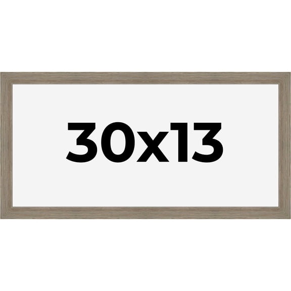 30x13 Frame Gray Barnwood Rustic Solid Wood Picture Frame | 1.5 Inch Moulding Width | Includes UV