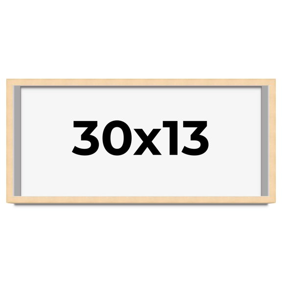 30x13 Frame Natural Wood Picture Frame | 0.75 Inch Moulding Width | with UV Acrylic Plexiglass,