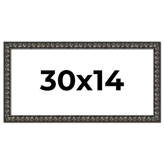 30x14 Frame Black-Brown Medieval Solid Wood Picture Frame | 1.5 Inch Moulding Width | Gotham