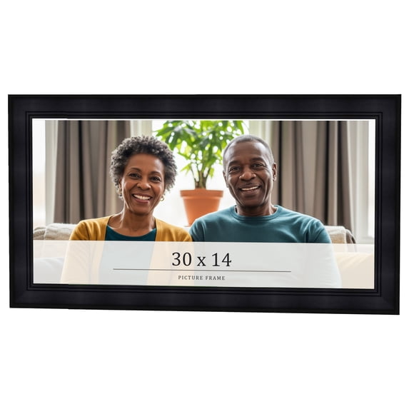 30x14 Frame Black Passaggi Solid Wood Picture Frame Width 1.5 Inches | Interior Depth 0.5 Inches |