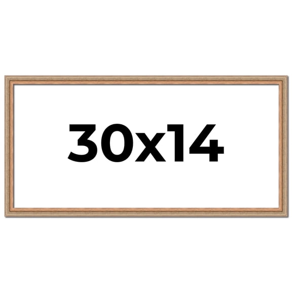 30x14 Frame Brown 60's Wooden Cabinet Solid Wood Picture Frame | 1 Inch Moulding Width | Complete