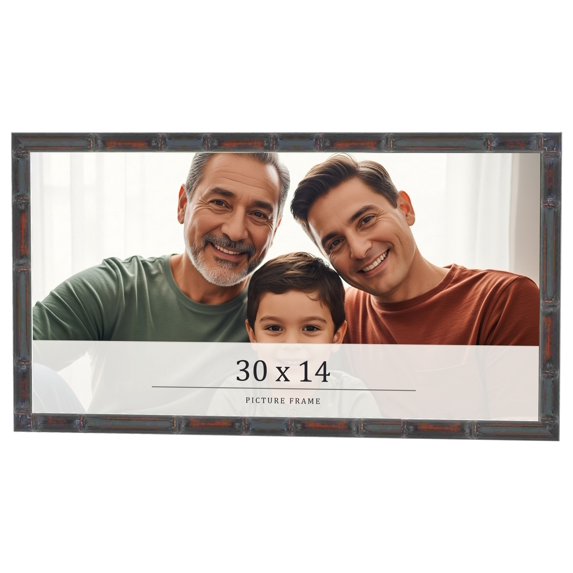 30x14 Frame Brown Bamboo with Dark Coffee/Walnut Finish | Solid Wood Picture Frame Width 0.75