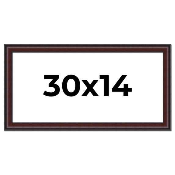 30x14 Frame Brown Round Mahogany Solid Wood Picture Frame | 1.625 Inch Moulding Width | with UV