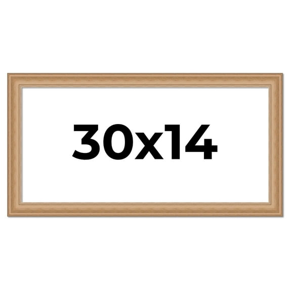 30x14 Frame Charleston Honey Brown Solid Wood Picture Frame Width 1.75 Inches | Interior Depth 0.5