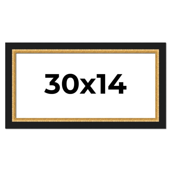30x14 Frame Gold Real Wood Picture Frame Width 2.25 Inches | Interior Frame Depth 0.5 Inches |