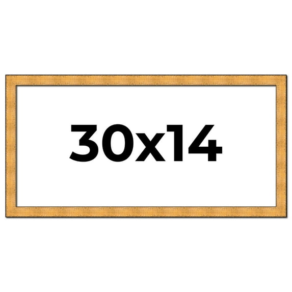 30x14 Frame Gold Rustic Solid Wood Picture Frame | 1.25 Inch Wide Moulding | Rustique Gold