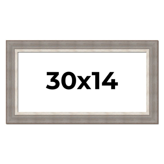 30x14 Frame Grey Real Wood Picture Frame Width 2.75 Inches | Interior Frame Depth 0.5 Inches |