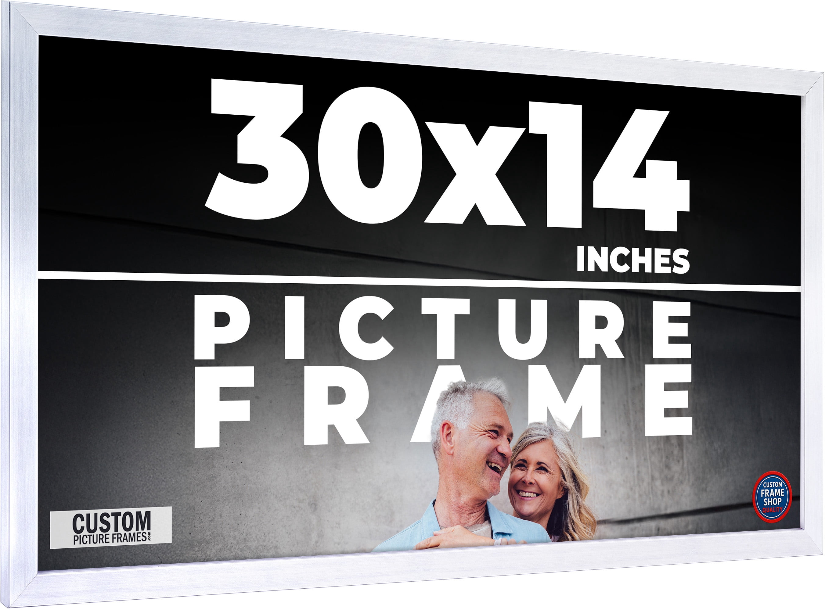 Frame 14x30 30x14 Frame Silver Stainless Steel Solid Wood Picture Frame | 0.75 Inch ...