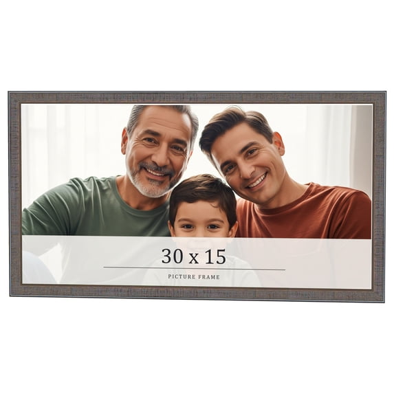 30x15 Frame Blue Kingsley Pewter Solid Wood Picture Frame Width 0.75 Inches |Interior Depth 0.5