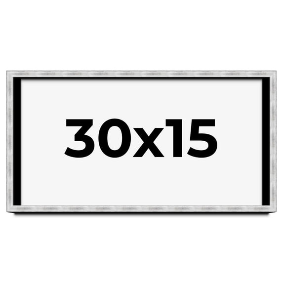30x15 Frame Brushed Silver Solid Wood Picture Frame | 0.75 Inch Moulding Width | Rabbet Depth 0.75