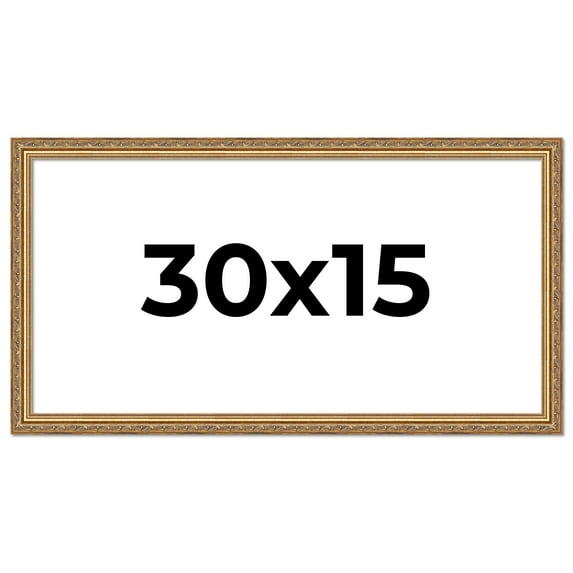 30x15 Frame Gold Solid Wood Picture Frame Width 1.25 Inches | Interior Frame Depth 0.375 Inches |