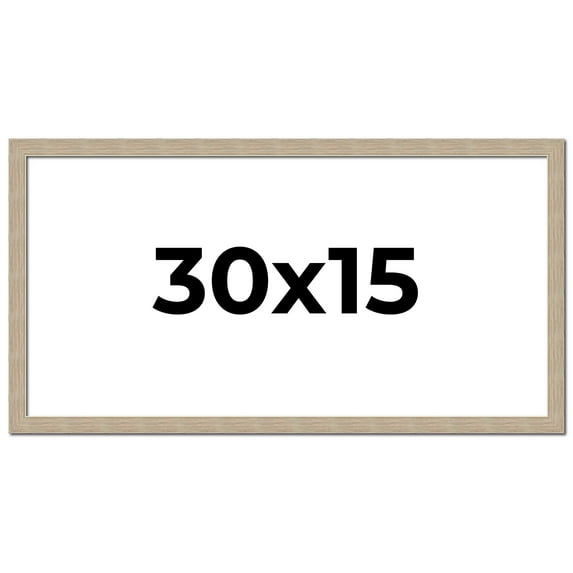 30x15 Frame Grey Solid Wood Picture Frame Width 1 Inches | Interior Frame Depth 0.5 Inches |