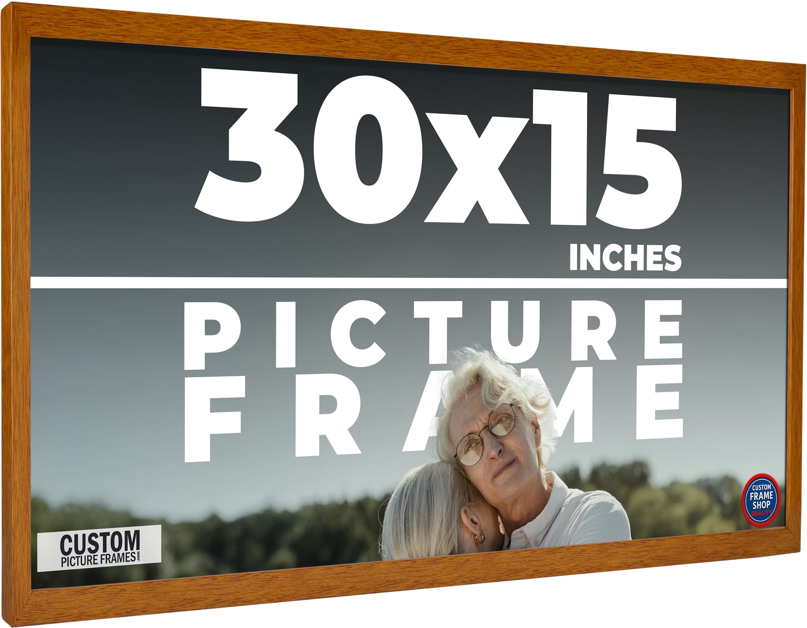30x15 Honey Brown Real Wood Picture Frame Width 0.75 inches | Interior ...