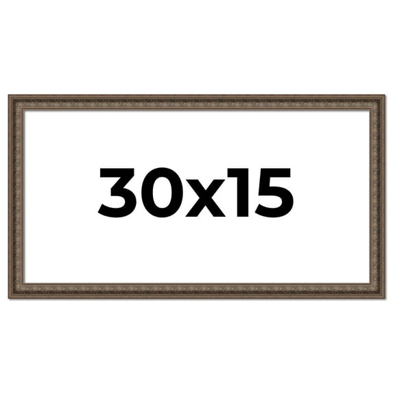 30x15 Ornate Brown Real Wood Picture Frame Width 1.5 Inches | Interior Frame Depth 0.5 Inches |