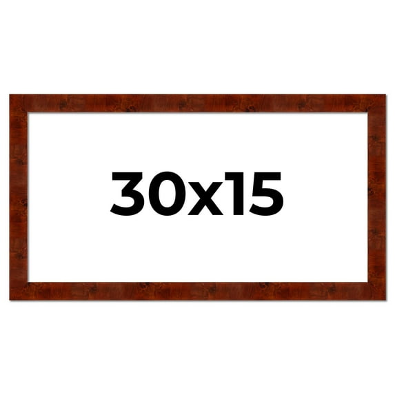 30x15 Walnut Brown Veneer Real Wood Picture Frame Width 1.75 inches | Interior Frame Depth 0.5