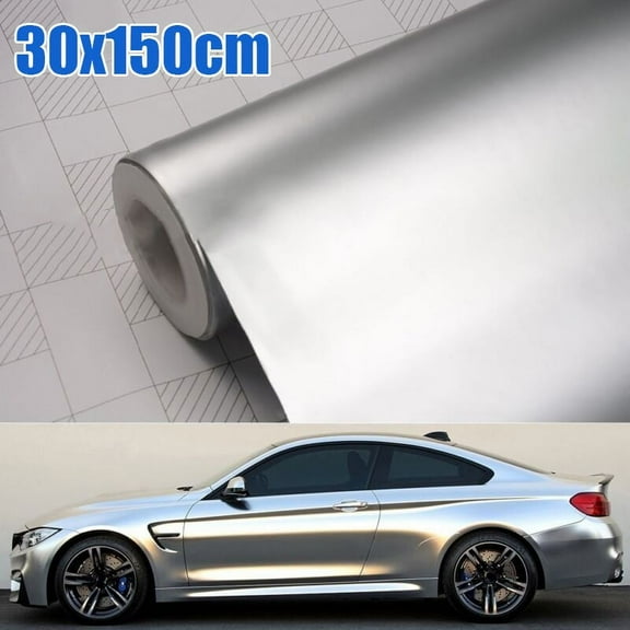 30x150CM Car Sticker Bubble Free Decals Easy to disassemble Exterior High quality Matte Silver Replacement Vinyl Wrap