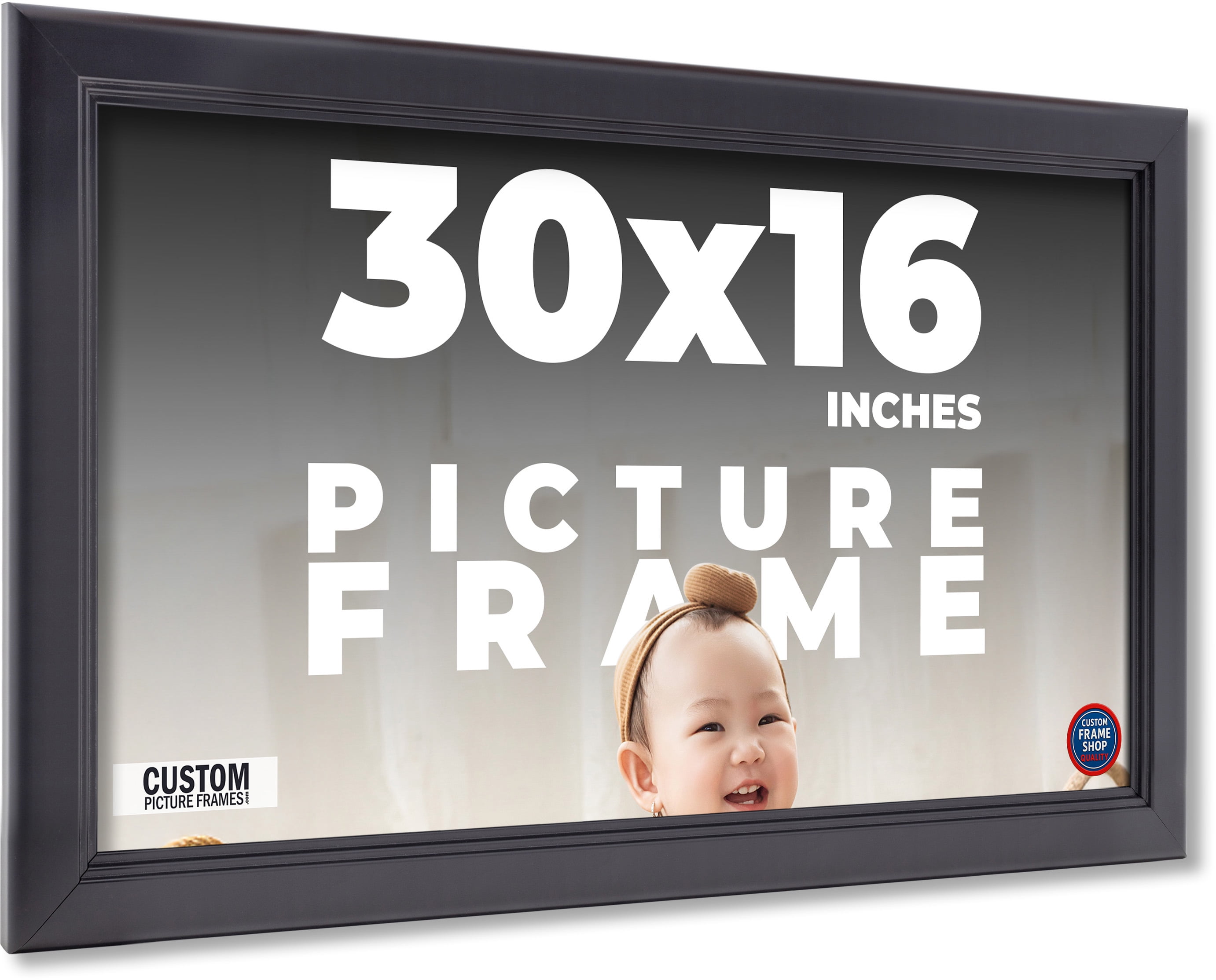 30x16 Frame Black Passaggi Solid Wood Picture Frame Width 1.5 Inches ...