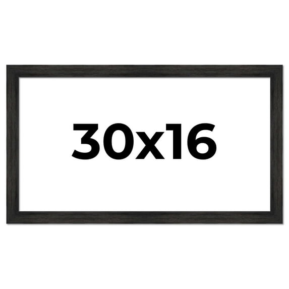 30x16 Frame Black Rustic Barnwood Solid Wood Picture Frame | 1.5 Inch Moulding Width | Includes UV